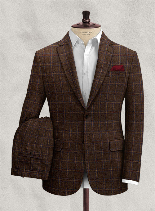 Italian Fulvia Brown Checks Tweed Suit - StudioSuits
