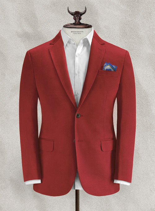 Italian Gimson Red Cotton Stretch Jacket - StudioSuits