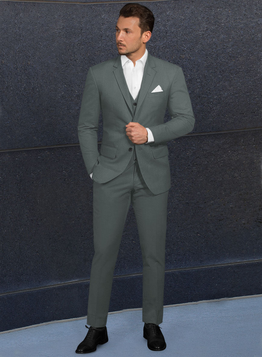 Italian Gray Cotton Stretch Suit - StudioSuits