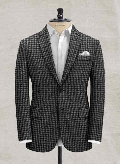 Italian Gray Houndstooth Tweed Jacket - StudioSuits
