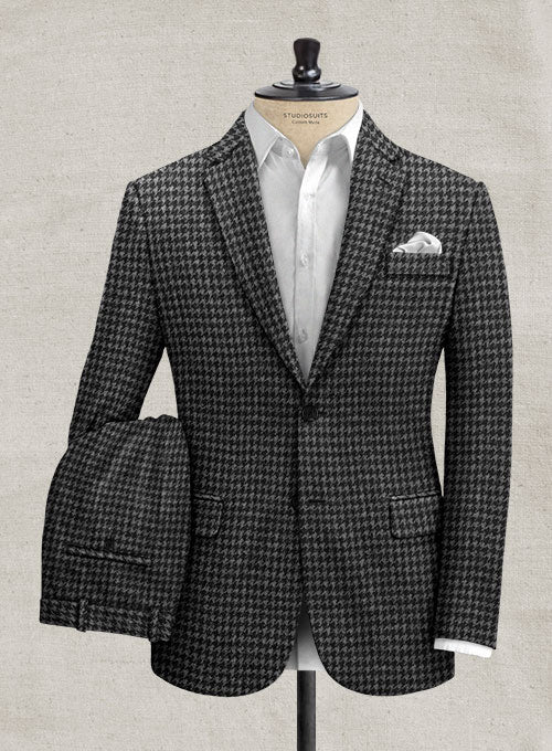 Italian Gray Houndstooth Tweed Suit - StudioSuits