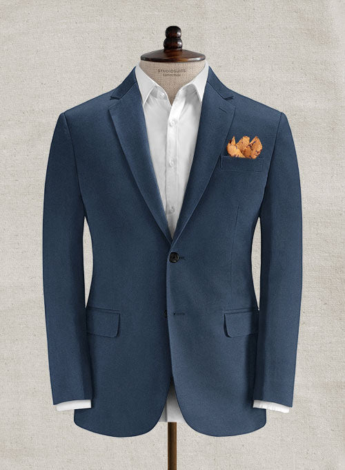 Italian Harbor Blue Cotton Stretch Jacket - StudioSuits