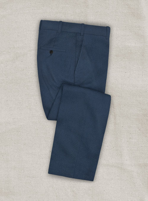 Italian Harbor Blue Cotton Stretch Pants - StudioSuits