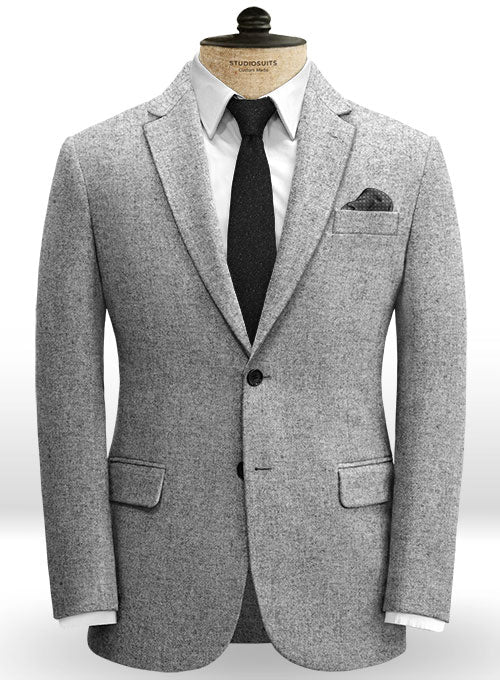 Italian Hazy Gray Tweed Jacket - StudioSuits