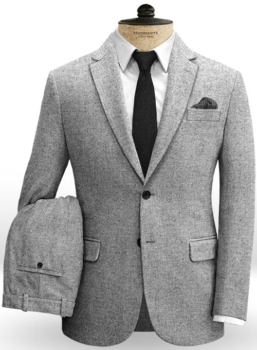 Italian Hazy Gray Tweed Suit - StudioSuits