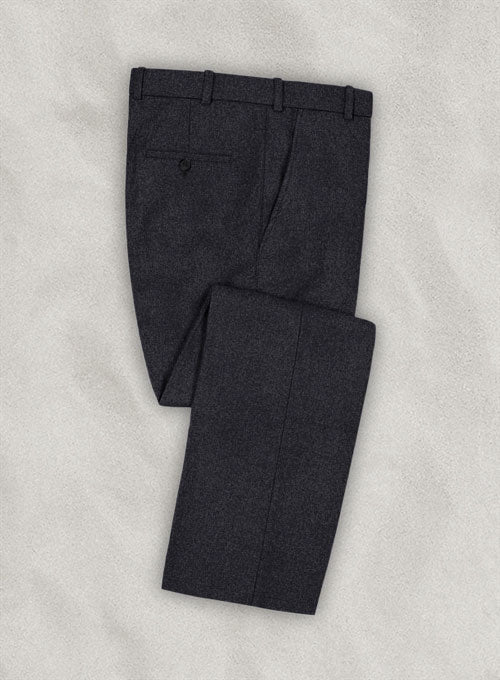 Italian Heavy Midnight Flannel Wool Pants - StudioSuits