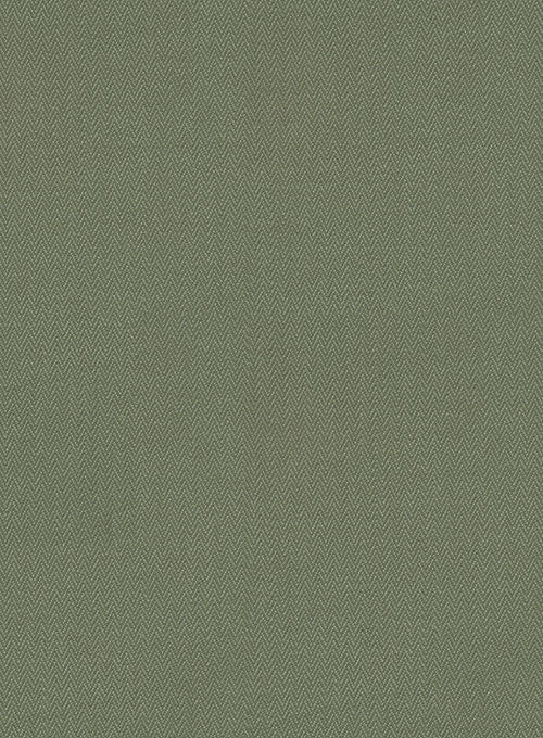 Italian Herringbone Green Cotton Pants - StudioSuits