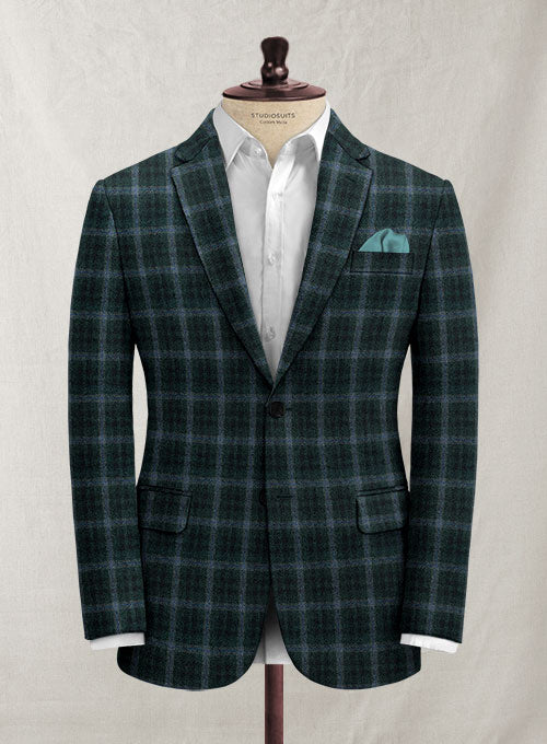 Italian Hiaro Green Checks Tweed Jacket - StudioSuits
