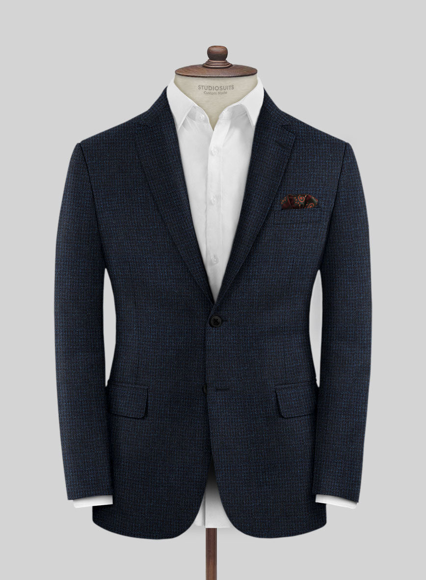 Italian Hibalo Blue Wool Jacket - StudioSuits