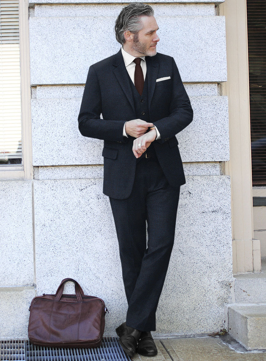 Italian Hibalo Blue Wool Suit - StudioSuits