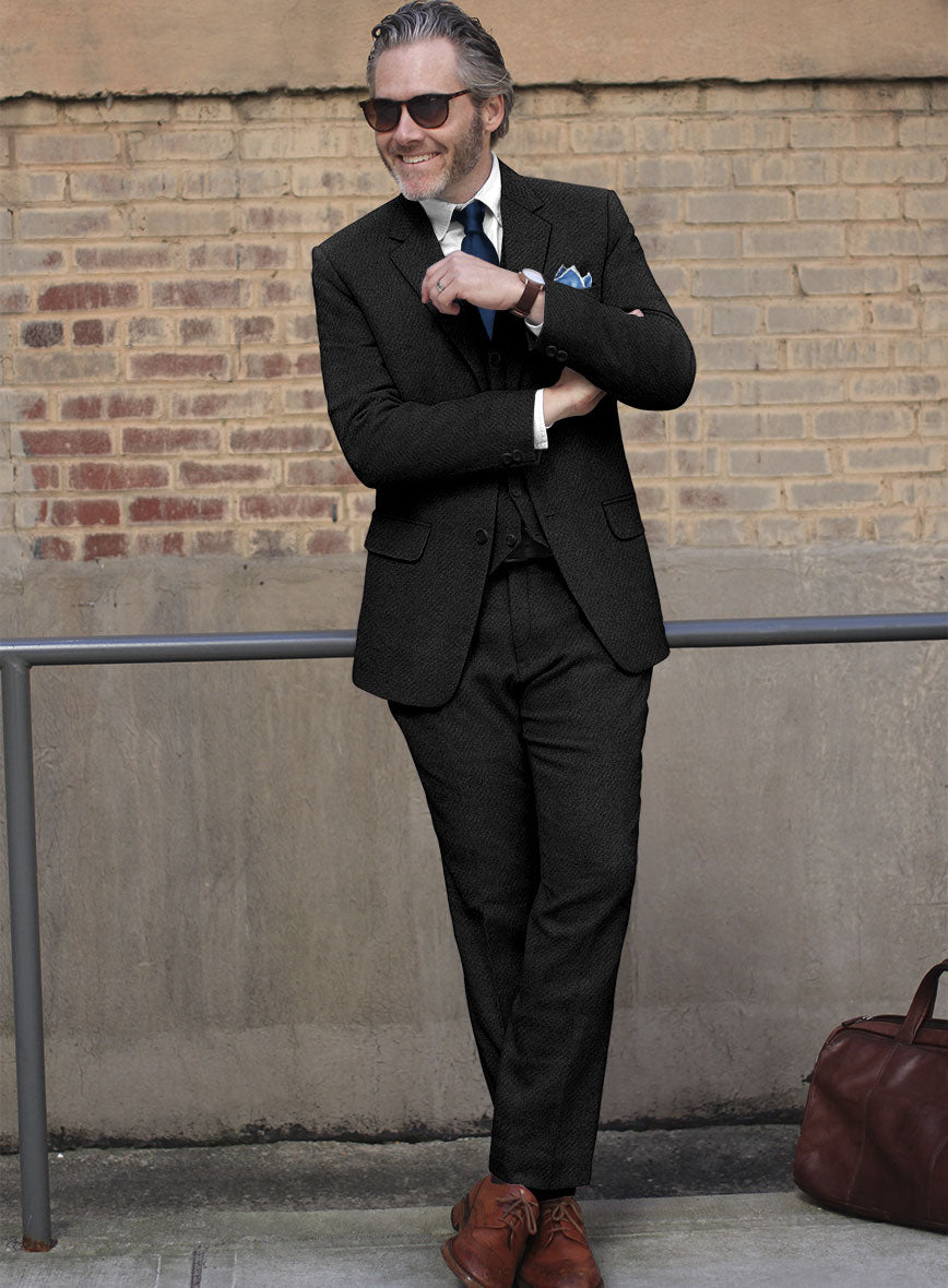 Italian Highlander Black Tweed Suit - StudioSuits