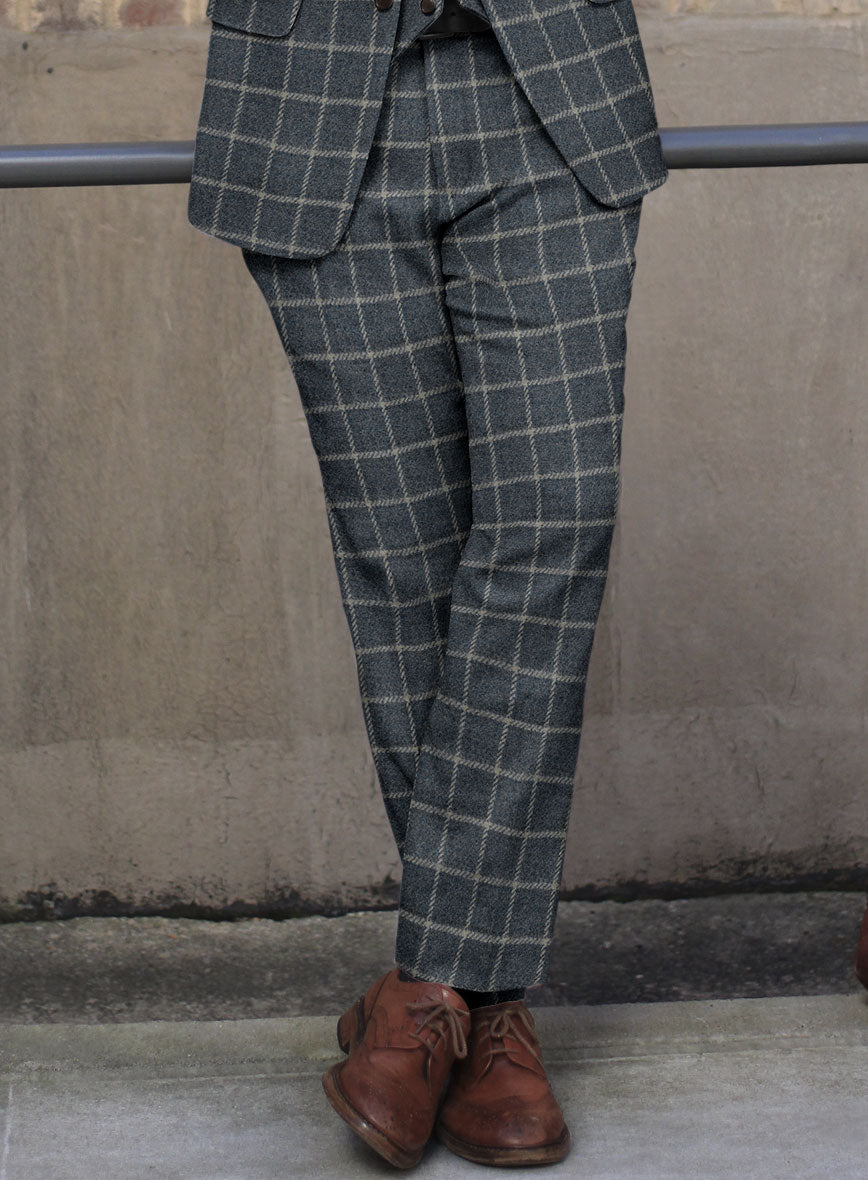 Italian Highlander Emilo Blue Tweed Pants - StudioSuits