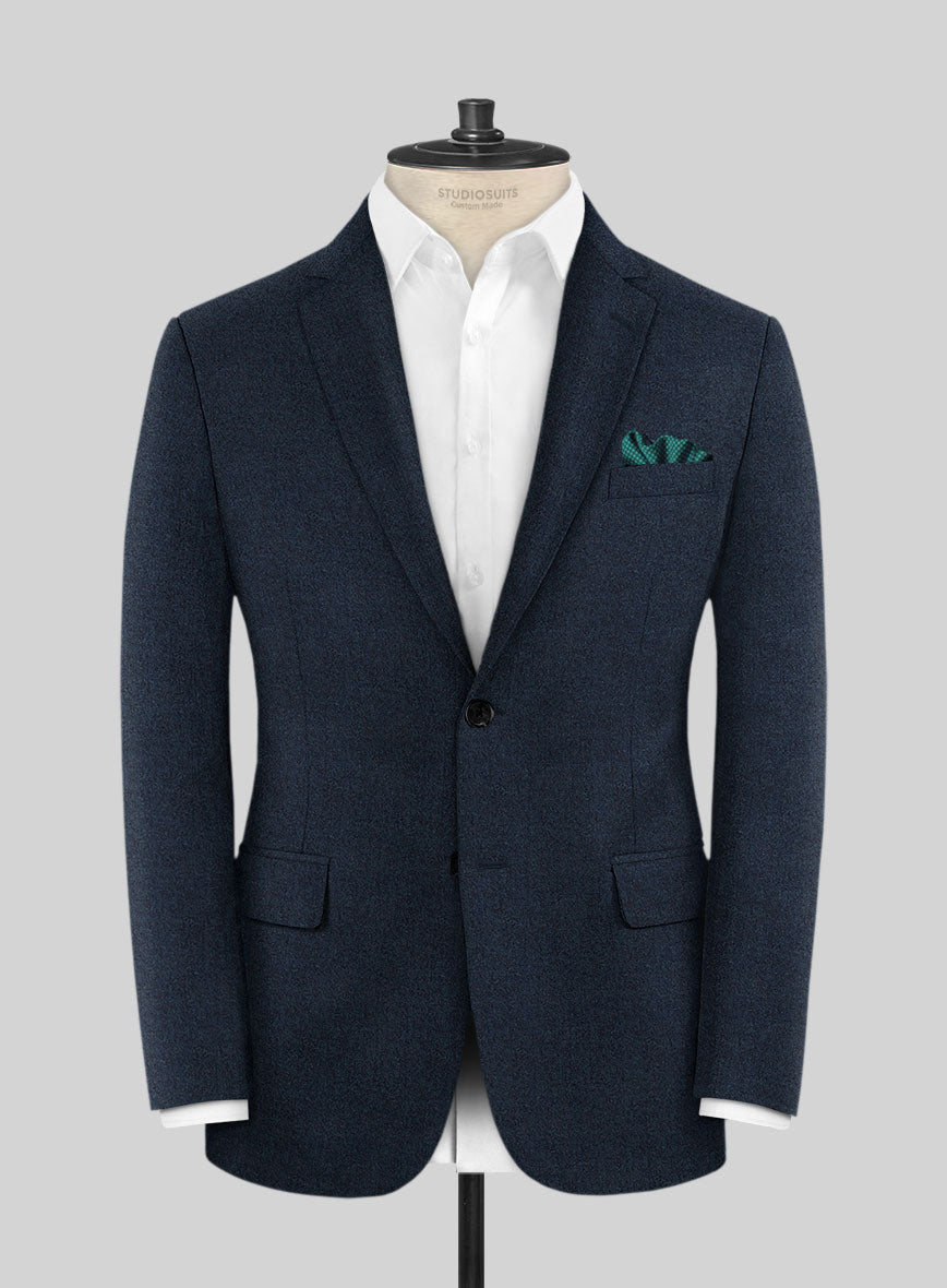 Italian Hulgo Blue Herringbone Wool Jacket - StudioSuits