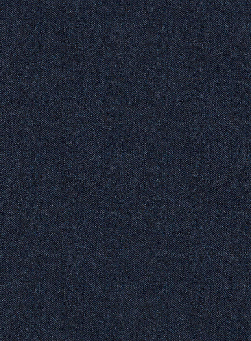 Italian Hulgo Blue Herringbone Wool Jacket - StudioSuits