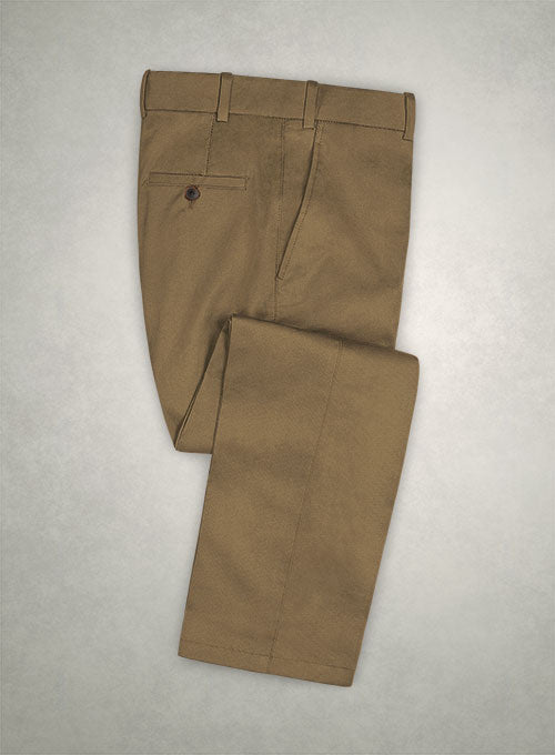 Italian Hunter Khaki Cotton Stretch Pants - StudioSuits