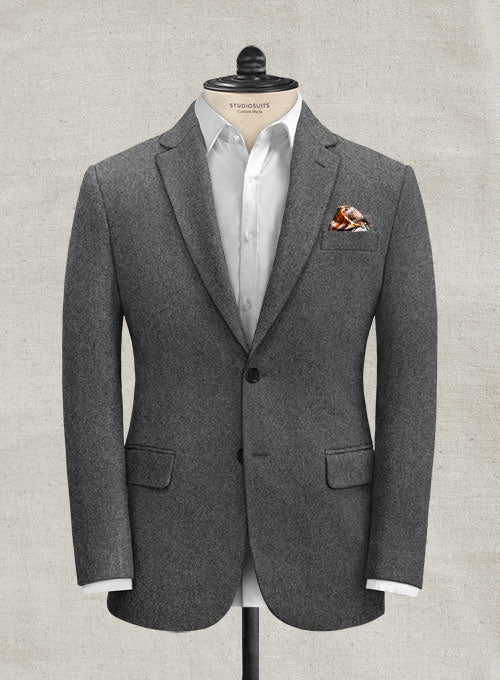 Italian Iron Gray Tweed Jacket - StudioSuits