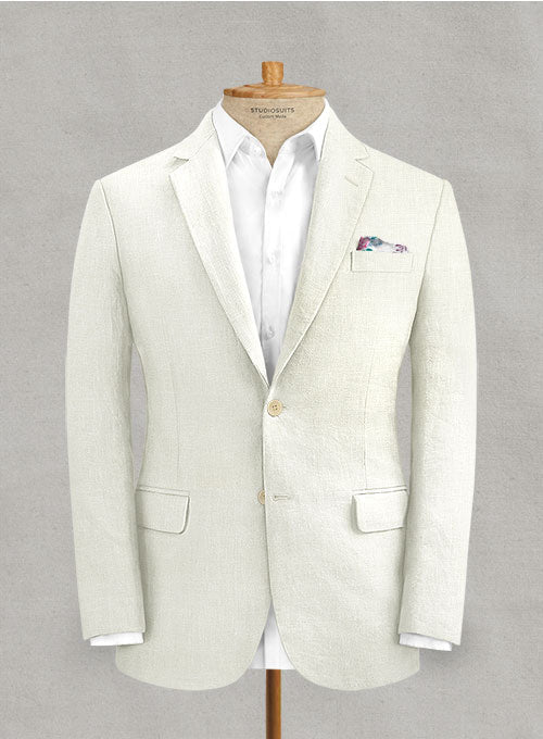 Italian Ivory herringbone Cotton Suit - StudioSuits