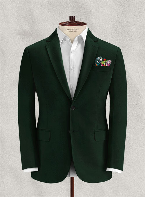 Italian Jazz Green Cotton Stretch Jacket - StudioSuits