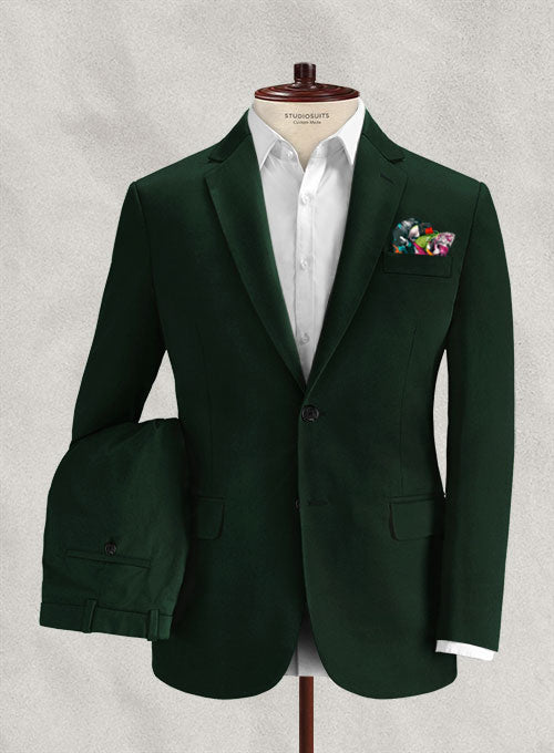 Italian Jazz Green Cotton Stretch Suit - StudioSuits
