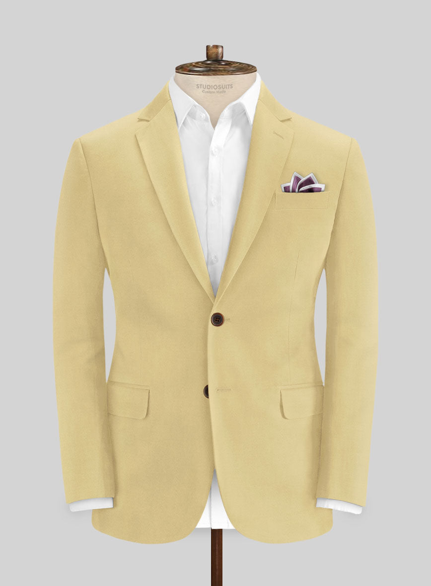 Italian Latte Beige Cotton Stretch Jacket - StudioSuits