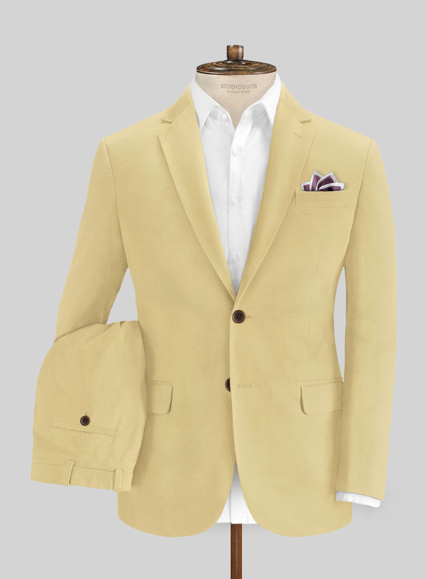 Italian Latte Beige Cotton Stretch Suit - StudioSuits