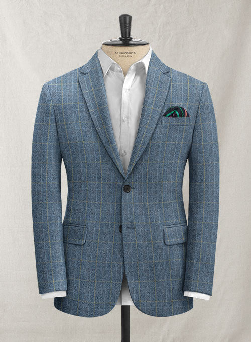 Italian Lielmo Blue Tweed Jacket - StudioSuits