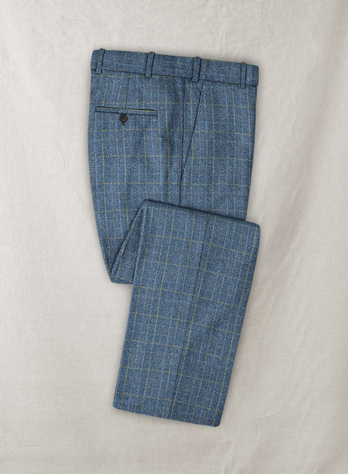 Italian Lielmo Blue Tweed Pants - StudioSuits