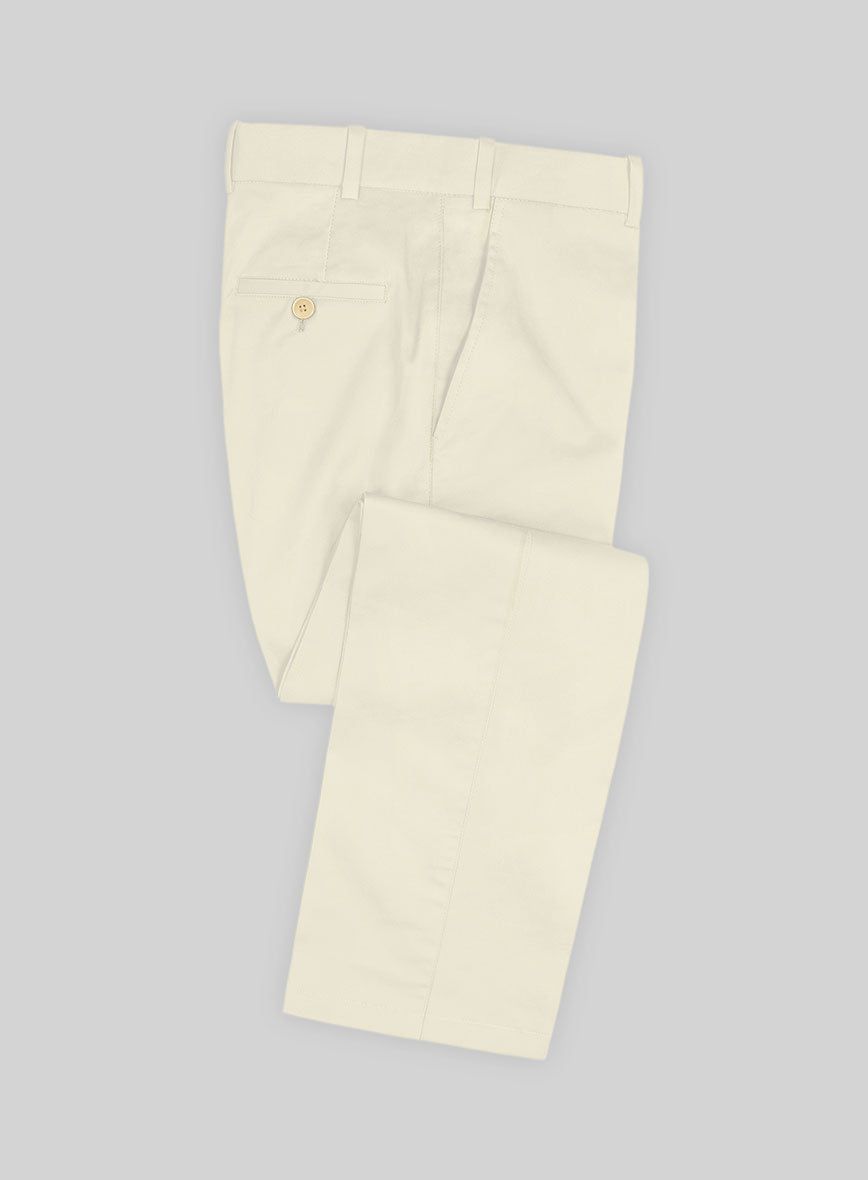 Italian Light Beige Cotton Stretch Pants - StudioSuits