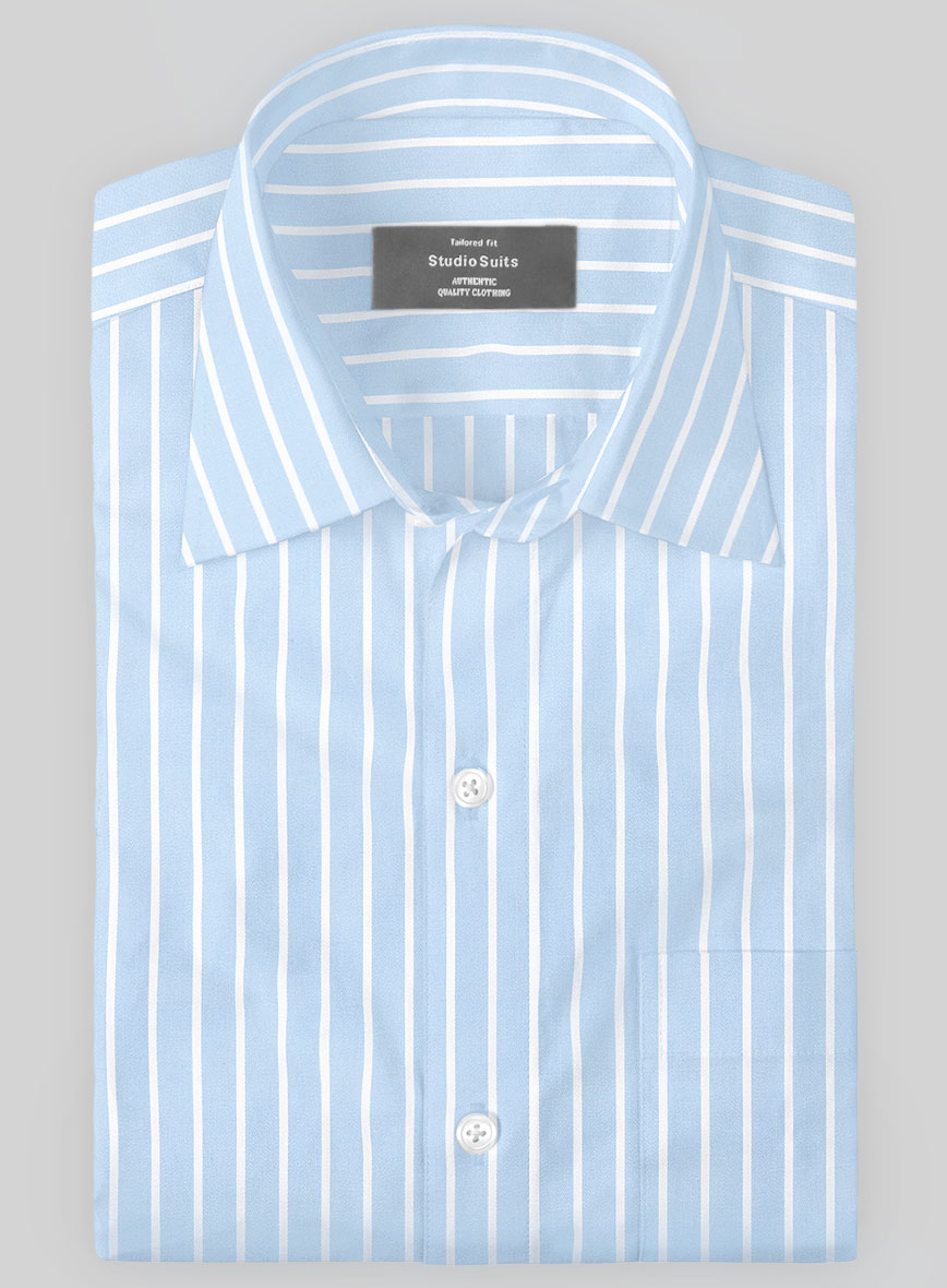 Italian light Blue Class Stripe Shirt - StudioSuits