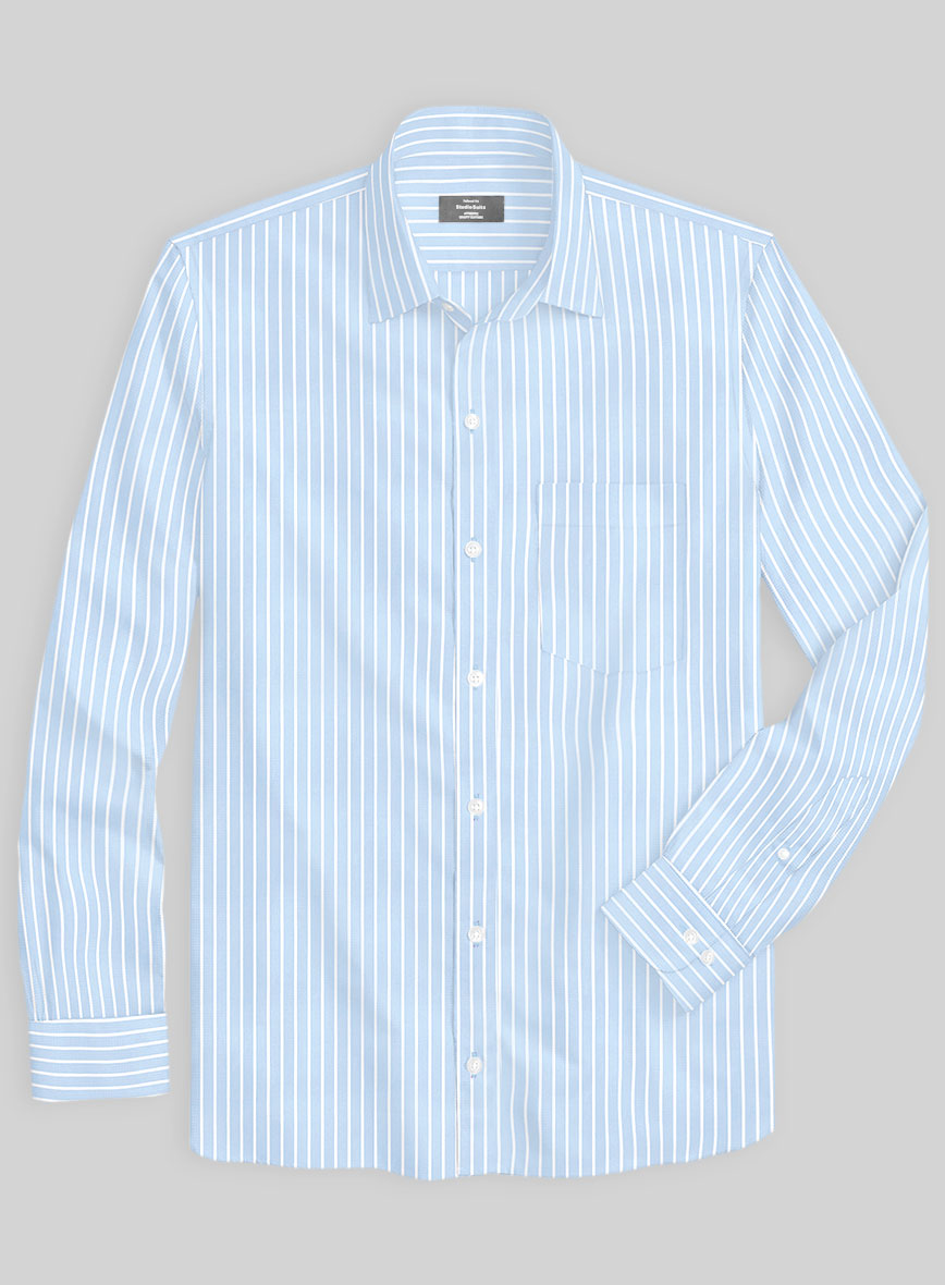 Italian light Blue Class Stripe Shirt - StudioSuits