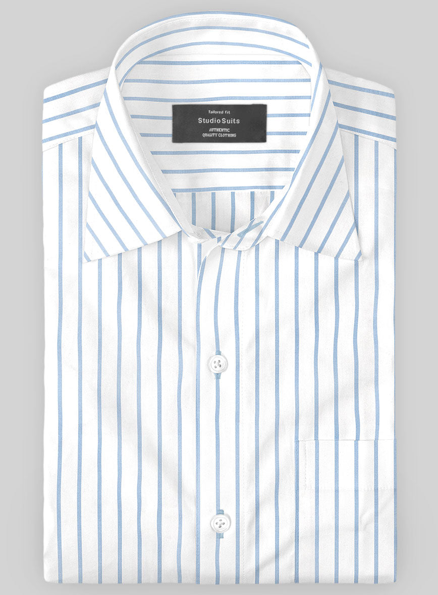 Italian Light Blue Wide Stripe Shirt – StudioSuits
