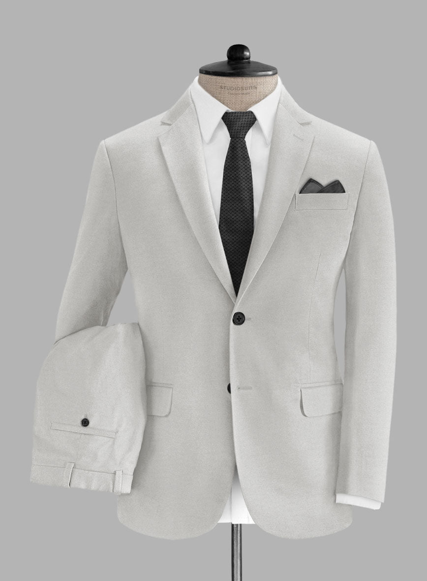 Italian Light Gray Cotton Suit - StudioSuits