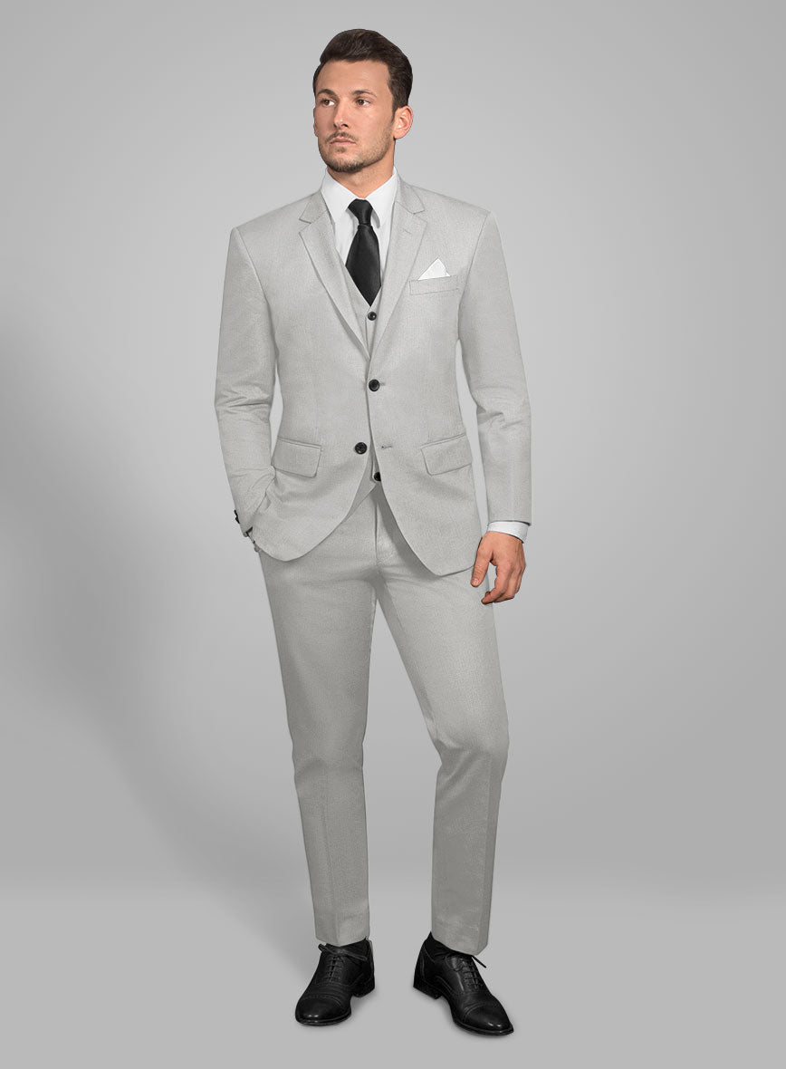 Italian Light Gray Cotton Suit - StudioSuits