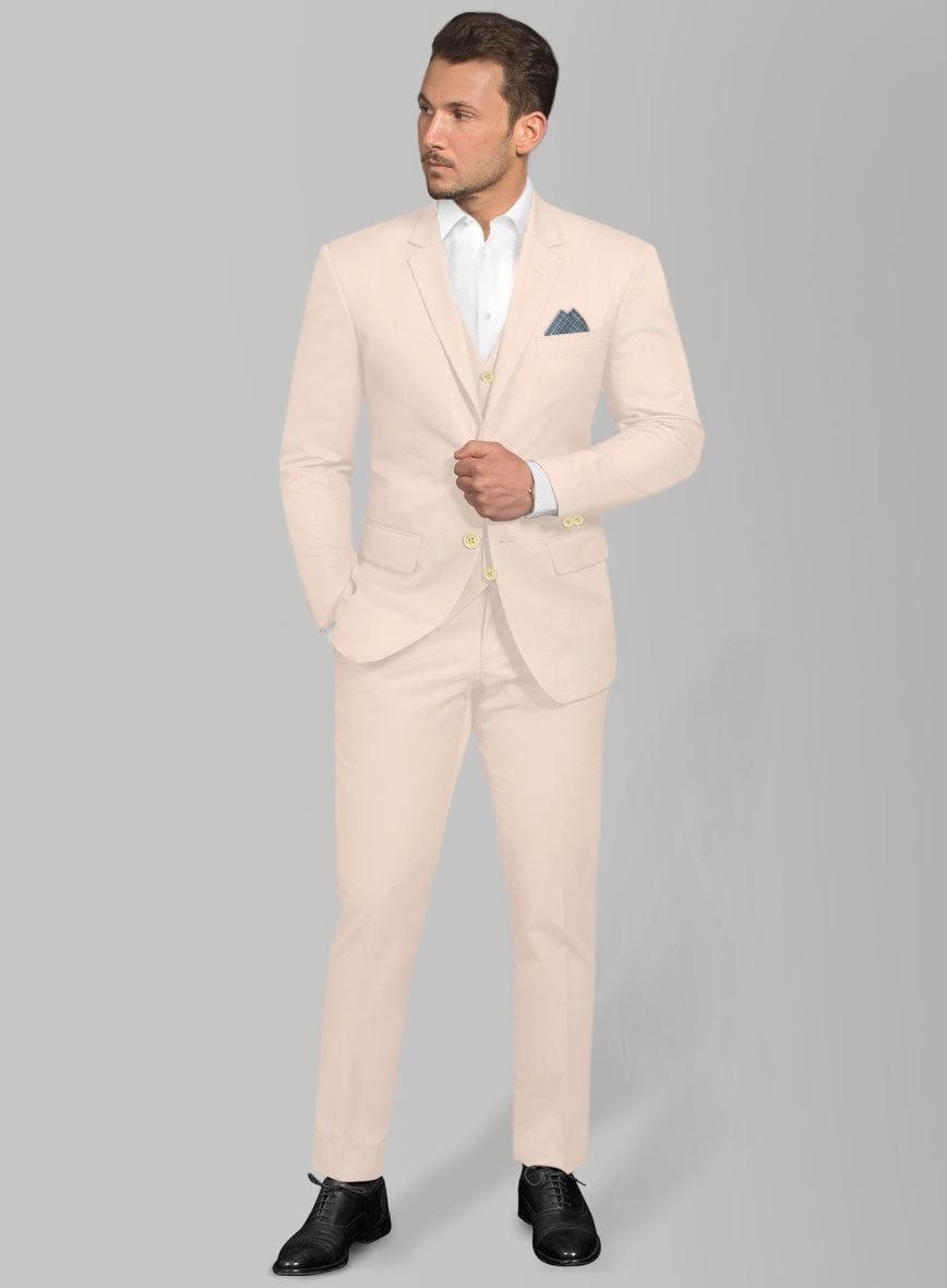 Italian Light Pink Cotton Stretch Suit - StudioSuits