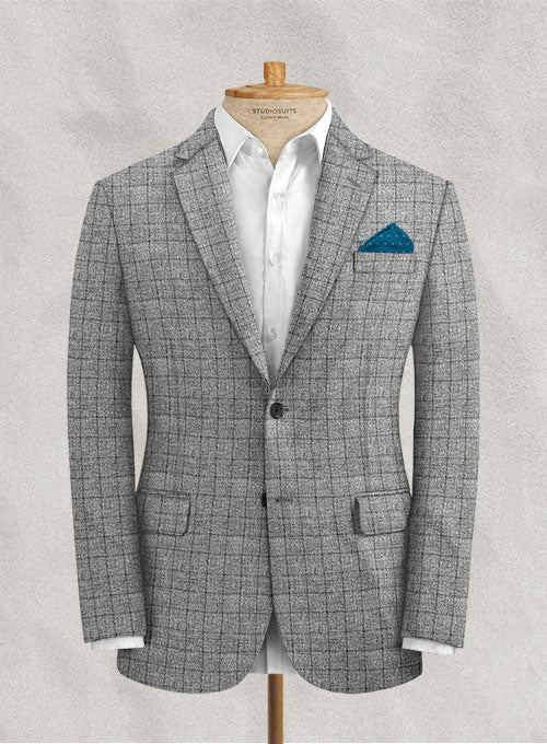 Italian Linen Haze Gray Checks Suit - StudioSuits