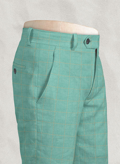 Italian Linen Adenas Checks Pants - StudioSuits