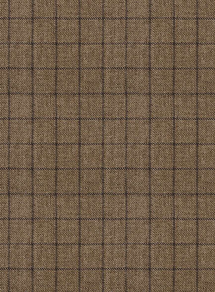 Italian Linen Aged Brown Checks Suit - StudioSuits