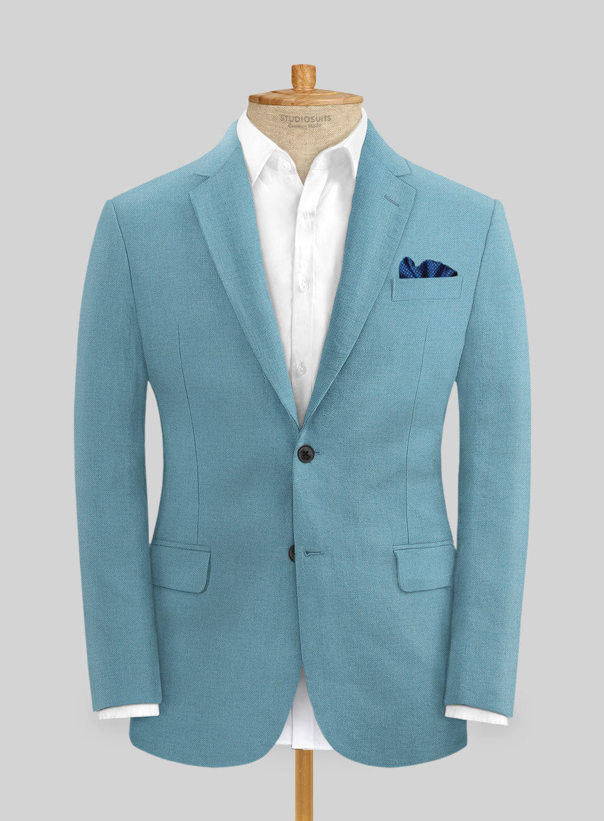 Italian Linen Aqua Blue Suit - StudioSuits