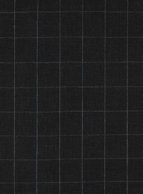Italian Linen Black Box Pants - StudioSuits