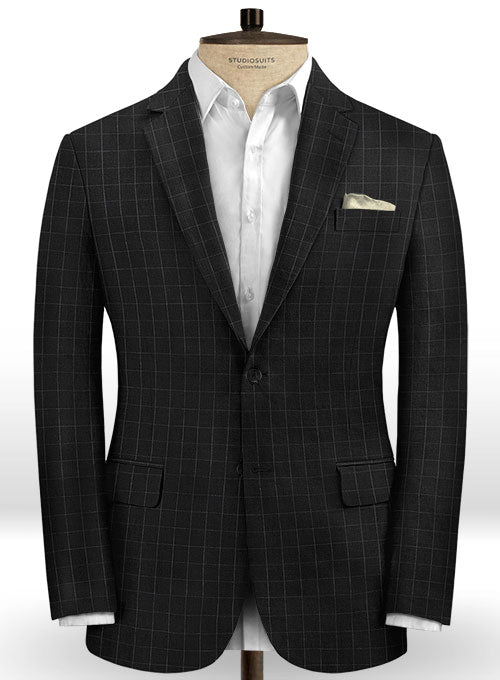 Italian Linen Black Box Suit - StudioSuits