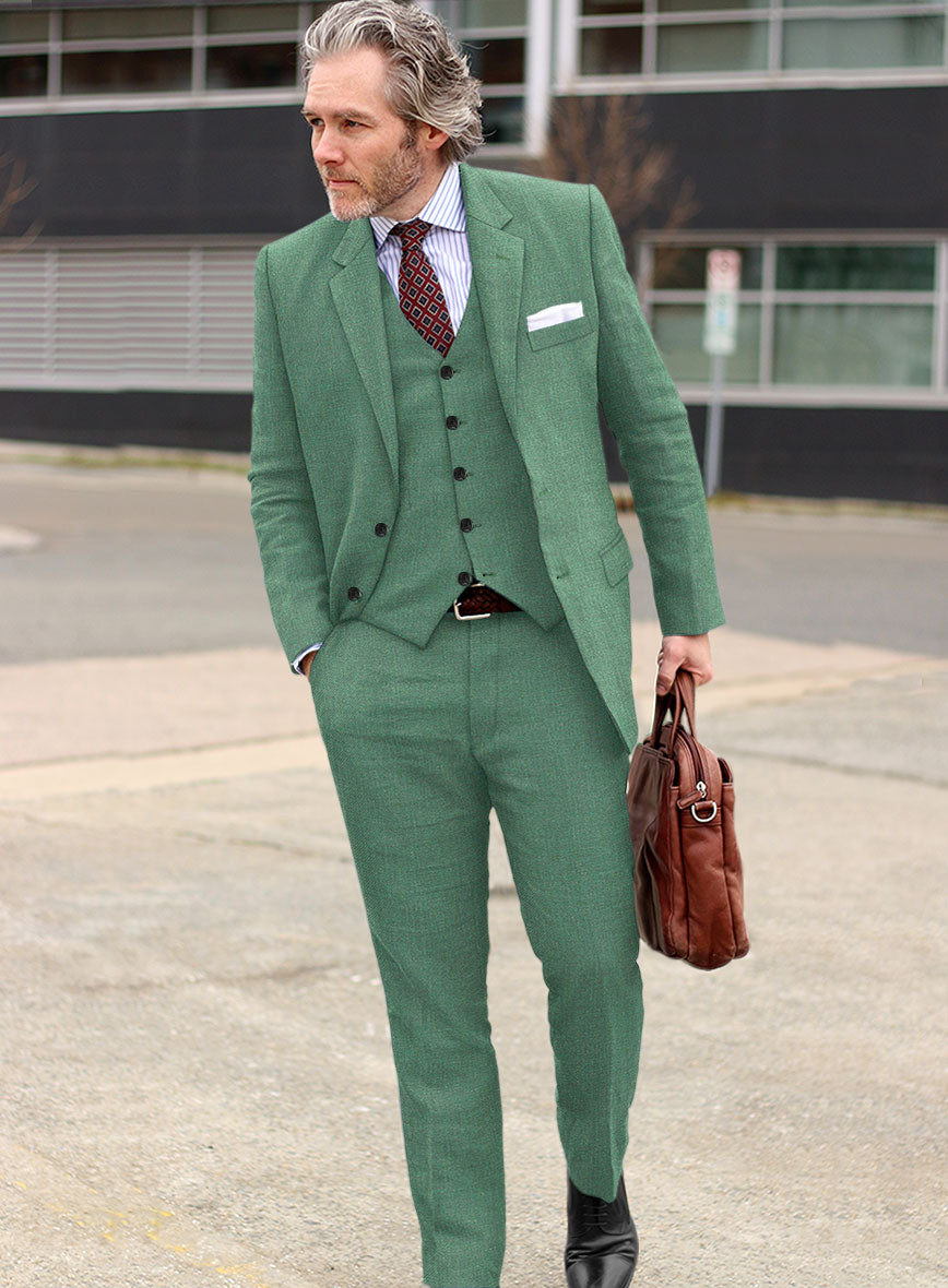 Italian Linen Brandy Green Suit - StudioSuits