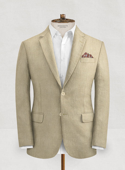 Italian Linen Camel Beige Suit - StudioSuits