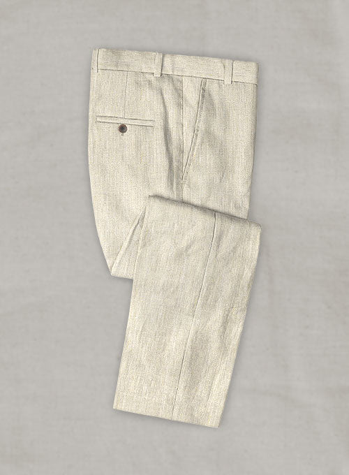 Italian Linen Cavalary Beige Pants - StudioSuits