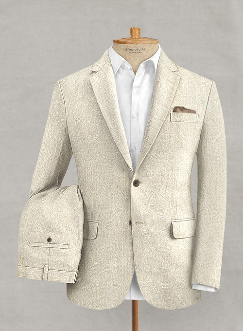 Italian Linen Cavalary Beige Suit - StudioSuits