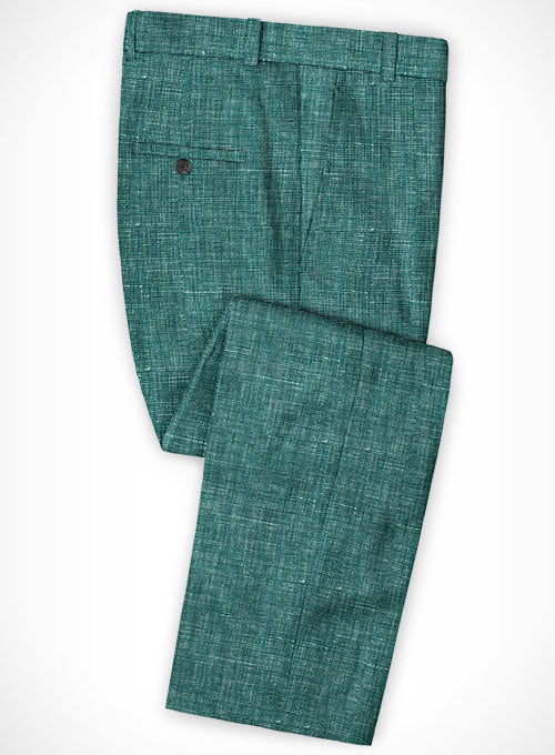 Italian Linen Chambord Green Pants - StudioSuits