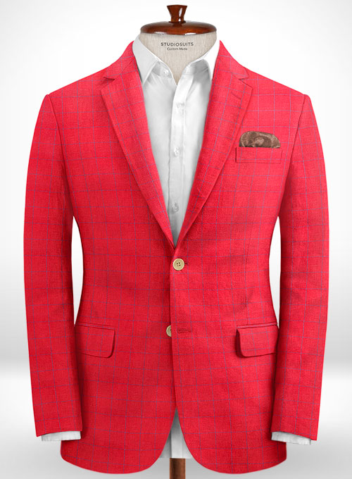 Italian Linen Cinde Red Suit - StudioSuits