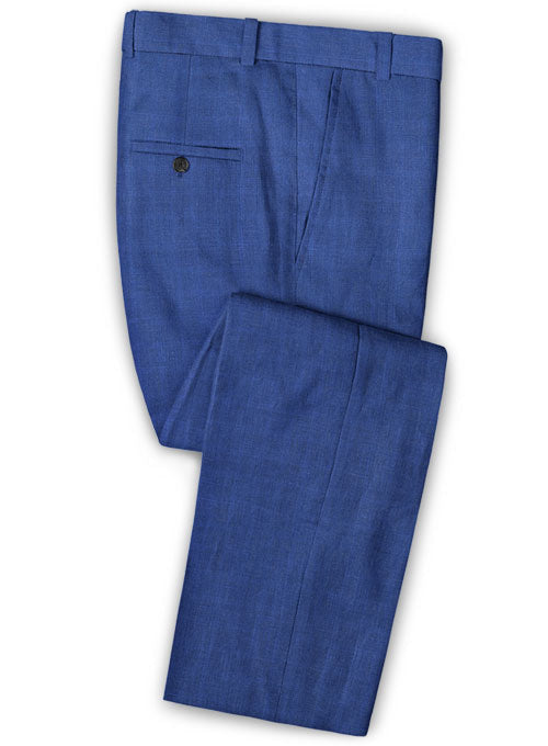 Italian Linen Cobalt Blue Pants - StudioSuits