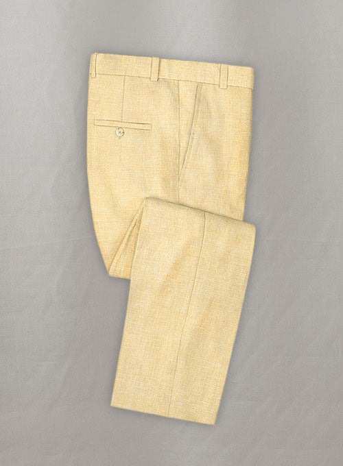 Italian Linen Daffodil Yellow Pants - StudioSuits
