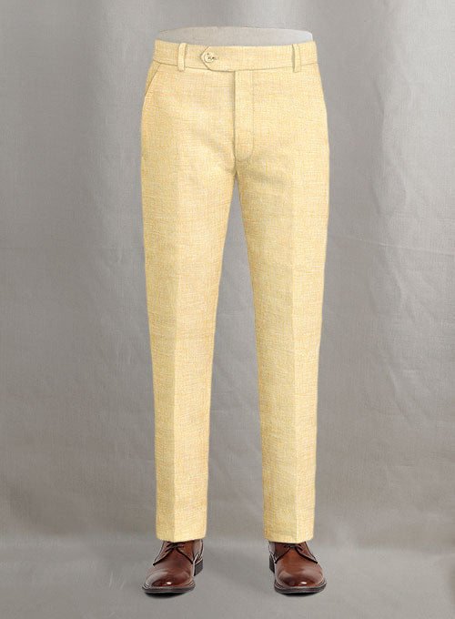 Italian Linen Daffodil Yellow Pants - StudioSuits