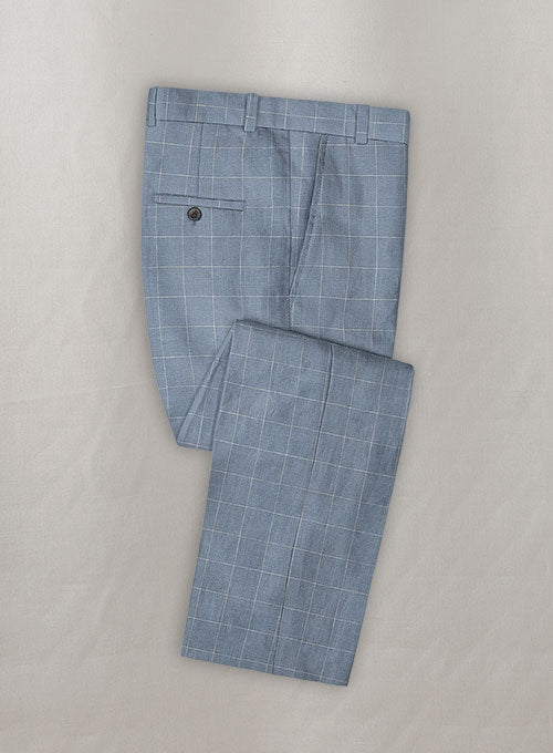Italian Linen Falda Checks Pants - StudioSuits